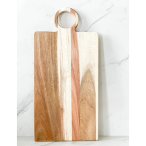 Planche à découper en bois d'acacia faite à la main avec poignée planche de service rectangulaire et ustensiles de cuisine polyvalents - Product Image 1