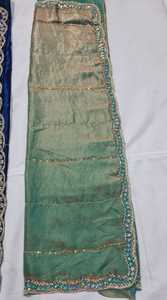 Sari de Seda Organza Pura con Bordado de Hilo Zari y Lentejuelas, Estilo Indio, Blusa Larga para Mujer, para Bodas y Fiestas - Product Image 2