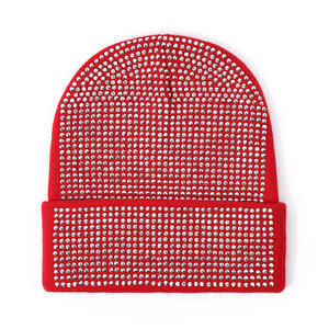 Women's Solid Color Beanie Crystal Stones Digital Printing Hand Embroidery-Soft <b>Warm</b> Winter <b>Hat</b> for Adults Beach Business Use - Product Image 3