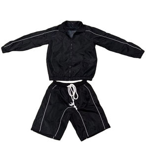 Ensemble de jogging surdimensionné en nylon réfléchissant avec logo brodé personnalisé, survêtement coupe-vent zippé pour hommes - Product Image 1