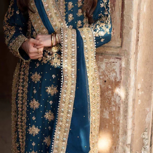 ชุดสูทงานปักลวดลายเต็มผืนดีไซน์เนอร์หนักชุดเย็บปักและปักหมุดโมติสำหรับใส่ทำงานเสื้อและล่างชุดผ้าจอร์เจียแท้ด้านล่างและด้านล่าง - Product Image 5