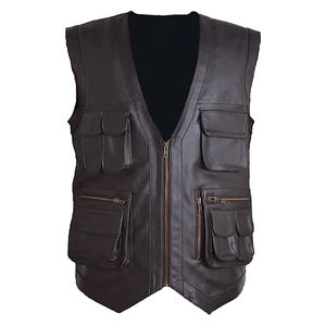 Chaleco de motorista de cuero marrón hecho a medida de alta calidad para hombre, nuevo estilo, chaleco de motocicleta de aventura, botón, Invierno inspirado en Chris Pratt - Product Image 5