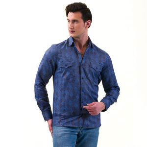 Camisas con botones personalizadas para hombre, etiquetas lisas, informales, Vintage, de verano, estampadas, de manga larga, con cuello cubano, hechas en Turquía - Product Image 3