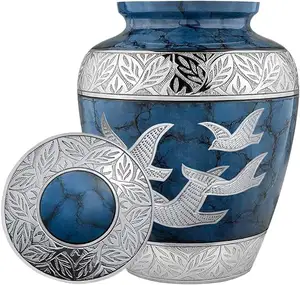 Indische handgemachte lila Marmor Finishing Crema tion Urnen für Asche Verwendung mit Zinnst reifen Aluminium Urnen