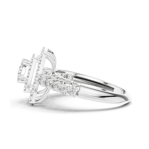 Anillo con Halo Floral de Diamantes Cultivados en Laboratorio, 0.88 CT en Total, Claridad VVS-VS EF, Disponible en Oro de 18K, 14K, 10K y Plata 925 - Product Image 4