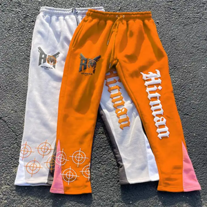 Pantalones para correr Logo Pantalones apilados Pantalones de chándal acampanados Fabricante de impresión de alta calidad Algodón de rizo francés Hombres Tejido informal - Product Image 2