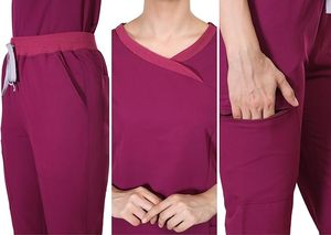 Juegos de exfoliación de enfermería lavables de tela Premium suave antiarrugas para mujeres uniformes de exfoliación de enfermería uniformes de Enfermería de Hospital - Product Image 4