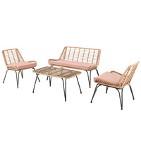 Canapé en osier de rotin extérieur de haute qualité chaises Table basse longue ensemble cour jardin piscine parc