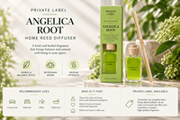 Diffuseur de parfum à la racine d'angélique, marque privée, 45 ml |   Parfum d'ambiance à base de plantes et de balsamique |   Fabricant OEM Espagne