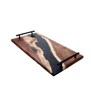 New Arrival <b>Wood</b> Serving Tray with Metal Handles Serving Tray for Party Platter with Handles Customized Size Shape <b>Colour</b> - Product Image 3
