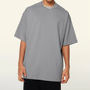 100% peso pesado 345 GSM algodón logotipo personalizado hombro caído patrón sólido de gran tamaño tela de punto de alta calidad camiseta para hombres - Product Image 1