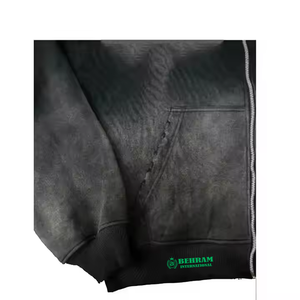Sweat à capuche unisexe de qualité supérieure avec logo personnalisé sur le devant, fermeture éclair, effet délavé, coupe ajustée, 100% coton molletonné/éponge française - Product Image 5