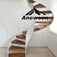 Style classique européen en bois Dimension circulaire intérieur extérieur Design préfabriqué escalier escalier Kit marches escalier en colimaçon