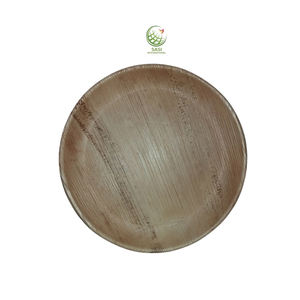 Plaque jetable en bambou biodégradable de 20 cm la plus vendue conception ronde plate avec feuille de palmier pour la nourriture de mariage servant des prix bas - Product Image 1