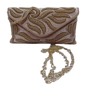 Designer Handcrafted Elegant Ethnic Satin <b>Bridal</b> Evening Clutch <b>for</b> Women <b>Wedding</b> <b>Day</b> Style with Stone Pattern - Product Image 1
