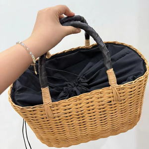 Cesta de picnic de ratán funcional y decorativa, ideal para cestos de vino de frutas de alta gama, decoración navideña, artesanías de regalo de mimbre - Product Image 1