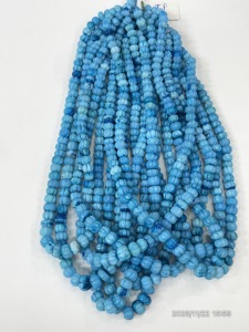 Cuentas Sueltas de Hawolte Teñidas de Azul Natural, Forma de Calabaza, 17 Pulgadas, Tamaño 8-10 mm - Product Image 2