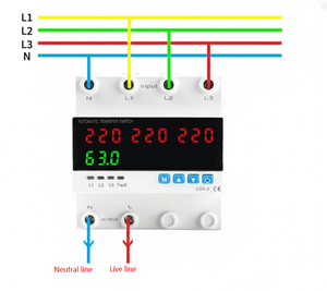 工場直販 三相自動切替スイッチ 電流・電圧保護リレー 電流・電圧保護装置 4P 63A 100A - Product Image 5