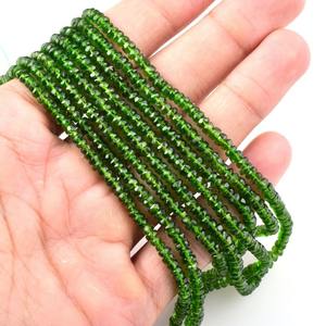 Perles de rondelle à facettes en diopside chromée naturelle 3-5mm perles de diopside chromées perles de pierres précieuses vertes pour la fabrication de bijoux taux de masse 16" - Product Image 1