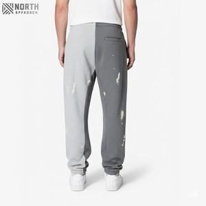 Pantalón recto holgado de alta calidad, ropa de calle personalizada, pantalones de chándal, pantalones de chándal acampanados apilados con cordón de retazos de tinta para hombre, Invierno - Product Image 1