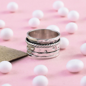 แหวนสปินเนอร์แบบคลาสสิกธรรมดาสีเงิน925ที่น่าตื่นตาตื่นใจพร้อมแหวนฟิดเจ็ตแบบบิดเครื่องประดับขายส่ง - Product Image 4