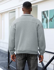 Sweat à capuche à demi-fermeture éclair pour hommes avec logo personnalisé pull-over sweat-shirt Streetwear décontracté mode chaud OEM vente en gros de sweat à capuche mode streetwear - Product Image 4