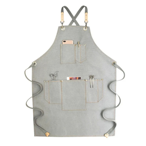 Delantal de cinturón cruzado de lona de algodón 100% de estilo moderno, delantal multiusos de cocina de tela vaquera - Product Image 1