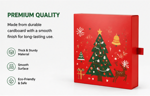 Wholesale Red Double Door <b>Christmas</b> Drawer <b>Box</b> Rigid Cardboard Empty Mystery Blind <b>Box</b> for Surprise Holiday Packaging - Product Image 2