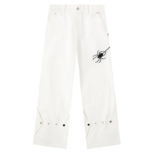 กางเกงยีนส์ขาตรงของผู้ชายผ้ายีนส์ทรงหลวมระบายอากาศได้ดีปักลายแนวสตรีทวินเทจสำหรับฤดูหนาว - Product Image 2