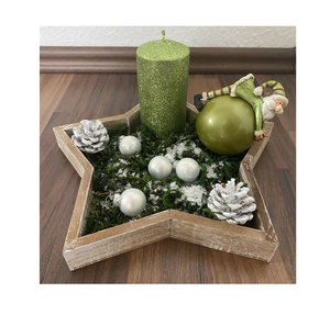 Plateau étoile en bois d'acacia Plateau bougeoir Plateau pour fêtes de Noël Vaisselle Plateau décoratif pour fruits secs - Product Image 6