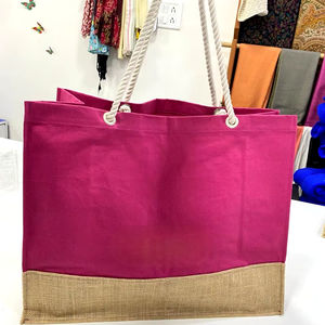 Sacs fourre-tout écologiques en toile de coton avec poignée en corde Sacs promotionnels de plage en toile de jute avec impression personnalisée en gros - Product Image 1