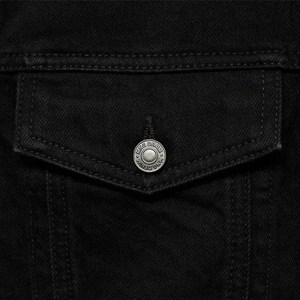 Abrigo de camionero ajustado minimalista negro clásico con cierre de botón de Metal bordado Streetwear solapa bolsillos en el pecho apariencia de prendas de vestir exteriores - Product Image 3