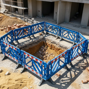 Blue 150x100cm Security Barrier Gate Guardrail Made of Plastic & Aluminum Alloy for Outdoor Crowd Control & <b>Roadway</b> <b>Safety</b> - Product Image 1