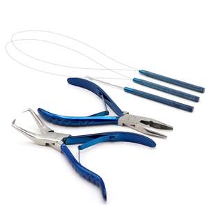 Kit de herramientas de extensión de cabello con múltiples herramientas operativas de cabello, Clip de seccionamiento, anillo, cuentas, Juego de alicates, lazo para el cabello, herramienta de aguja para tirar - Product Image 1
