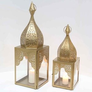 AZOV Handmade <b>Large</b> Decorative Metal Gold Candle <b>Lanterns</b> for Ramadan and Weddings - Product Image 4