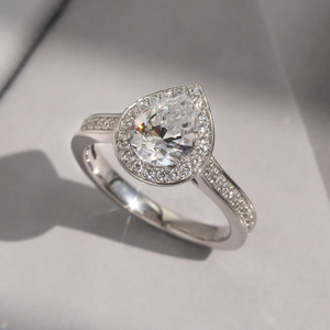 Anillo personalizable de Plata de Ley 925 para mujer, anillo de compromiso de boda con halo de piedra de corte de pera de 1 quilate, certificado IGI para fiestas - Product Image 4