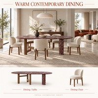 Ensemble de meubles modernes en terre cuite et crème pour toute la maison, canapé, table à manger, chaises et lit rembourré