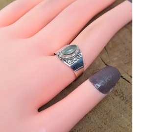 Prehnite verte naturelle 925 argent Sterling pierre précieuse Marquise Designer bague bijoux pour cadeau de Saint-Valentin - Product Image 4