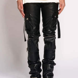 กางเกงขายดีสำหรับผู้ชาย หนังแท้คุณภาพสูง ทรงตรง ระดับกลาง เป็นมิตรกับสิ่งแวดล้อม กันน้ำ สวมใส่สบาย สีพื้น สไตล์สตรีท - Product Image 6