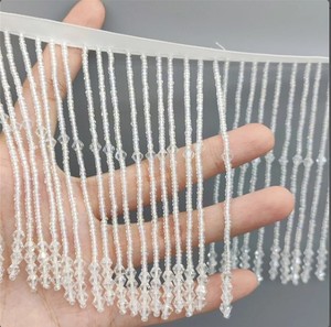 <b>Beaded</b> Trim Tassel Crystal Fringe Lace Trim for Bridal Dress Belt Belly Dance Costumes 5yards/lot Bead Tassel Tassels Trim - Product Image 2