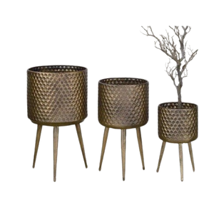 Pots de fleurs en métal lot de 3 pots de fleurs d'intérieur nouveau design meilleure vente décor de jardin décor de sol jardinière pour la conception de salon - Product Image 1
