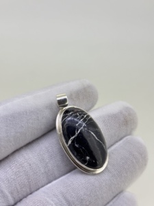 Colgantes Solitarios de Plata de Ley 925 Bañada en Plata, Hechos a Mano, con Turquesa Étnica de Búfalo y Engaste de Bisel, Venta al por Mayor para Bodas - Product Image 3