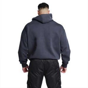 100% Cotton Plain Pullover Custom Printed <b>Men's</b> Oversized Hoodie Zipper Design Stand Thick Fleece Baggy <b>Cropped</b> for Winter - Product Image 3