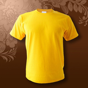 Men's Yellow Cotton T-<b>Shirt</b> Short Sleeve O-Neck Regular Fit Casual Jersey Knit Solid Color Blank Design - Product Image 6