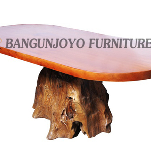 โต๊ะรับประทานอาหารไม้สักรากไม้เนื้อแข็งแบบเรียบง่ายเฟอร์นิเจอร์ร้านอาหารกลางแจ้งโรงแรมเชิงพาณิชย์แผ่นไม้ออกแบบโบราณ - Product Image 3