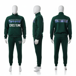 Ensemble de survêtement unisexe personnalisé à manches longues avec fermeture éclair sur le devant, impression par transfert thermique, poches latérales, vêtements d'automne - Product Image 1
