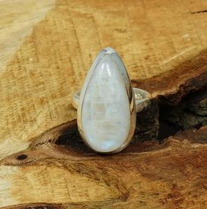 Blanco Arco Iris piedra lunar 925 plata esterlina forma de pera anillo elegante hecho a mano junio piedra joyería - Product Image 2