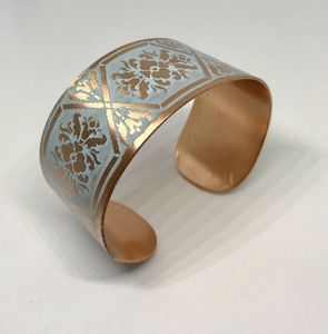 Stylish Antiqued <b>Copper</b> Fashion Cuff Bracelet Embossed Scroll Design Accessory - Product Image 6