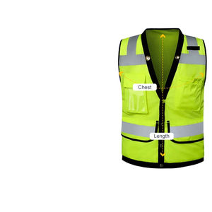 เสื้อกั๊ก Hi viz เสื้อตาข่ายสะท้อนแสงกระเป๋าด้านข้างทำจากโพลีเอสเตอร์ออกแบบโลโก้ได้ตามต้องการ - Product Image 5