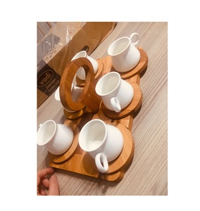 Juego de Bandejas para Tazas de Madera, Ecológico, Sostenible, Organizador de Bebidas de Madera, Presentación Elegante para Mesa, Estilo Contemporáneo - Product Image 1